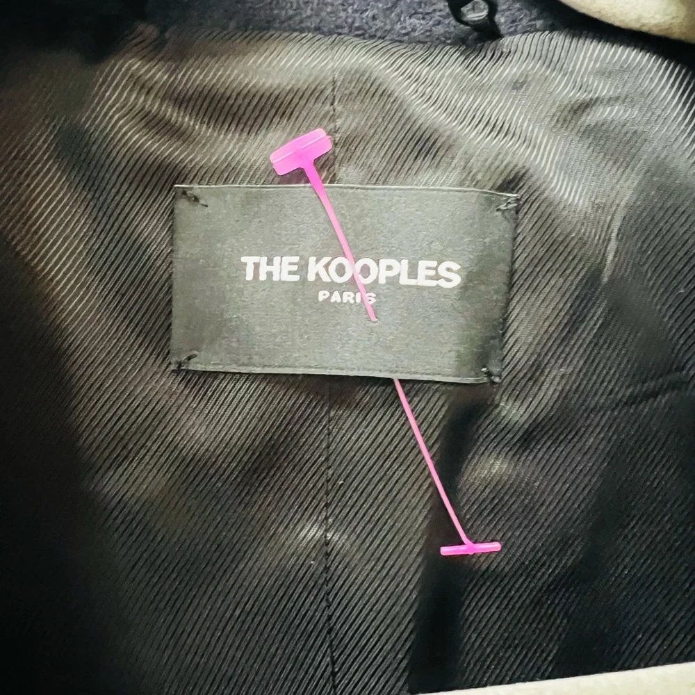 NWT The Kooples Ninfetta Wool Leather Coat Black Brass Buttons XS - Picture 6 of 11